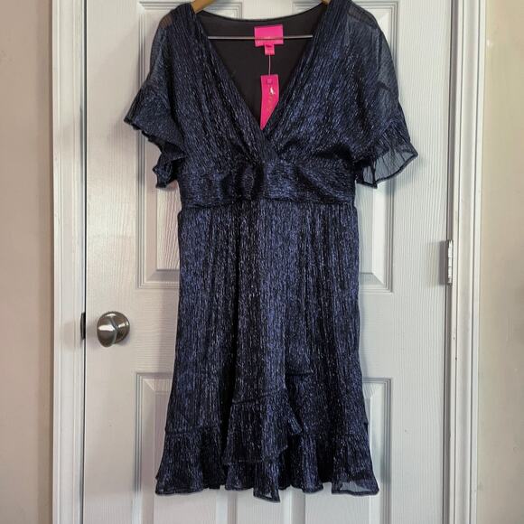 Lilly Pulitzer Sinclare Short Sleeve Dress in Low Tide Navy - Picture 3 of 10